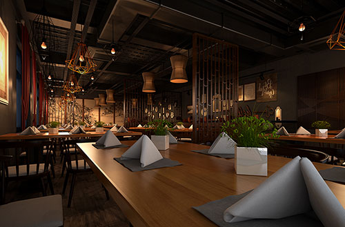 清溪镇简约大气中式风格餐厅设计装修效果图