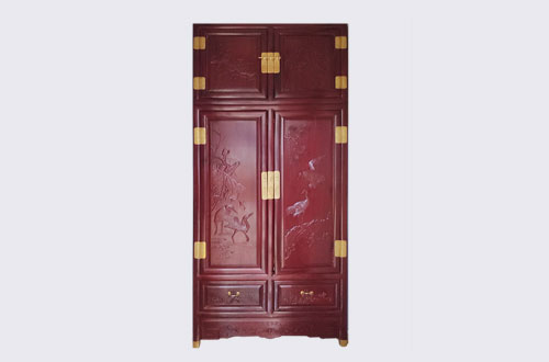 清溪镇高端中式家居装修深红色纯实木衣柜