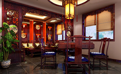 清溪镇古典中式风格茶楼包间设计装修效果图